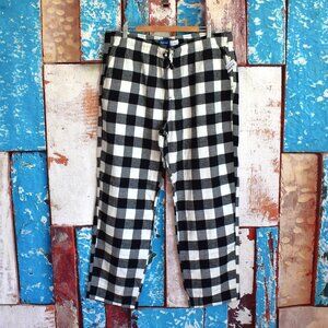 Men's Old Navy Straight Flannel Pajama Sleep Pants XXLARGE Black Buffalo Plaid